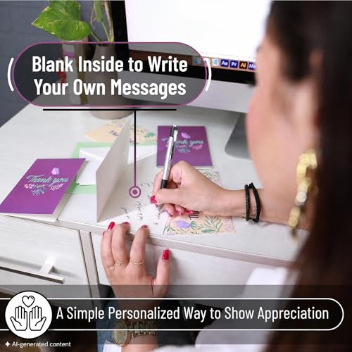 Mr. Pen- Thank You Cards with Envelopes, 20 Pack, 5 Design | Thank You Note Blank Inside, Thank Cards with Envelopes - color: Greenery Purple Design
