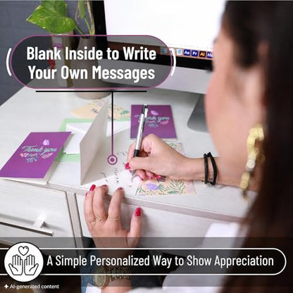 Mr. Pen- Thank You Cards with Envelopes, 20 Pack, 5 Design | Thank You Note Blank Inside, Thank Cards with Envelopes - color: Greenery Purple Design