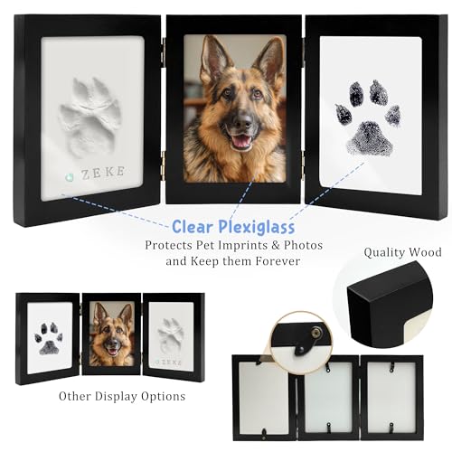 MYPAWLETS Paw Print Kit Keepsake,Ink&Clay Frame for Pet Pawprint,XL Black | Inkless Ink Pad,Soft Clay,Pet Safe,Mess-Free,Dog,Cat Paw Print Impression Kit,Nose Print,Memorial,DIY Gifts for Pet Owners - color: Extra Large-Black