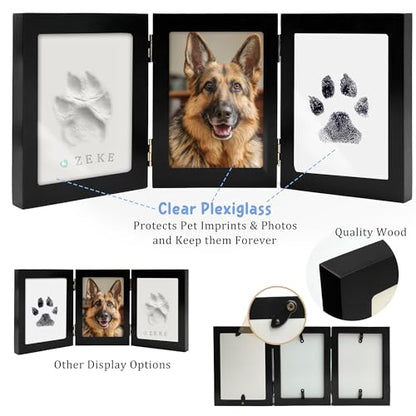 MYPAWLETS Paw Print Kit Keepsake,Ink&Clay Frame for Pet Pawprint,XL Black | Inkless Ink Pad,Soft Clay,Pet Safe,Mess-Free,Dog,Cat Paw Print Impression Kit,Nose Print,Memorial,DIY Gifts for Pet Owners - color: Extra Large-Black