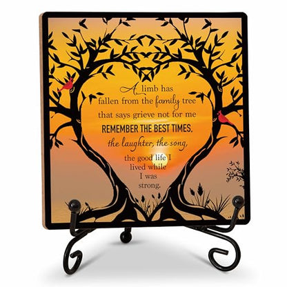 Remembrance Desk Decor, Sympathy Gifts for Family Loss Of Loved One, A Limb Has Fallen From The Family Tree Tabletop Sign for Home Office Bedroom, Memorial Wood Plaque With Iron Stand -25