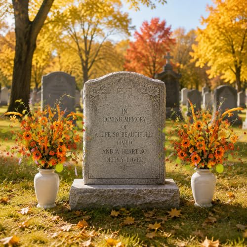 8PCS Artificial Fall Flowers, Fake Sunflower for Cemetery, Orange, 23in - color: Orange-8pcs