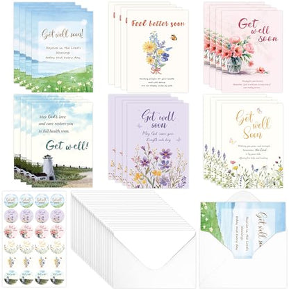 24 Pcs Christian Get Well Soon Cards - color: Get Well Soon