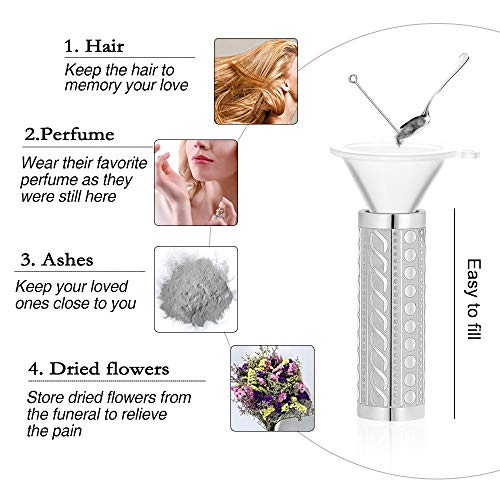 constantlife Cremation Jewelry for Ashes Openable Pill Case Urn Necklace Keepsake Perfume Memorial Pendant Locket Charm Accessories - color: Silver