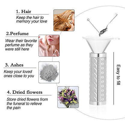 constantlife Cremation Jewelry for Ashes Openable Pill Case Urn Necklace Keepsake Perfume Memorial Pendant Locket Charm Accessories - color: Silver