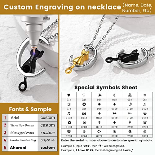 GOLDCHIC JEWELRY Urn Necklaces for Ashes, Stainless Steel Pet/Cross/Birthstone/Tree of Life Personalized Keepsake Memorial Jewelry for Women - color: Cat - Black Plated, style: Personalized Engraving