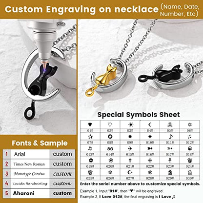 GOLDCHIC JEWELRY Urn Necklaces for Ashes, Stainless Steel Pet/Cross/Birthstone/Tree of Life Personalized Keepsake Memorial Jewelry for Women - color: Cat - Black Plated, style: Personalized Engraving