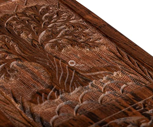 Outright Cremation Urns for Adult Human Ashes - Adult Large Wooden Urn Handcrafted for Funeral and Burial - Tree of Life Memorial Burial for Male and Female (Natural, L, 6.25 x 6.25 x 11.25 inches)