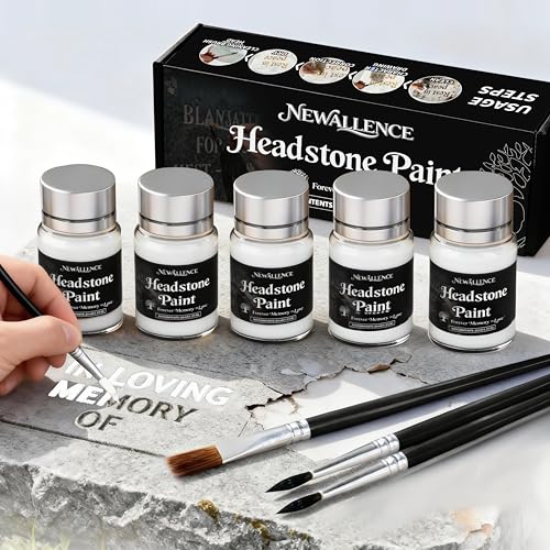 Professional Headstone Paint Kit - Monument Letter Inscription Restoration Paint Gravestone Lettering/Tombstone Inscriptions on Granite & Marble with Mutiple Colors (White) - color: White-5pcs
