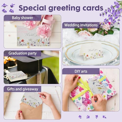 nulala 10Pack Mini Wildflower Seed Paper Cards,‘Thank You’Handmade Paper Cards Embedded Wildflower Seeds for Wedding Favors, Personalized Graduation Gifts(7 * 10cm) - color: Purple