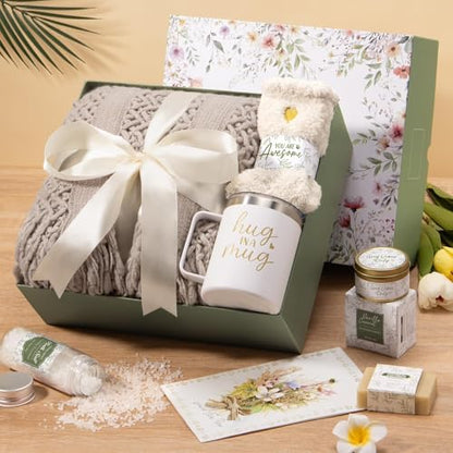 Self Care Get Well Soon Gift Baskets for Women Birthday Gifts Care Package - color: Khaki