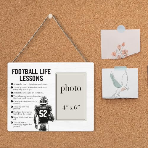 Football Life Lessons Picture Frame, Football Gifts for Boys Team Player | Inspirational Football Wooden Picture Frame for 4 x 6 in Photo, Football Coach Gifts for Men Women - color: FOOTBALL