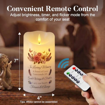 Homemory 4x7 Flameless Memorial Candle Sympathy Gifts for Loss of Loved One - color: Always in Our Hearts