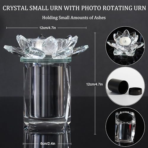 Keepsake urns for Human Ashes Crystal Small urns Cremation Keepsake Photo Urn with Candlestick Sharing Ashes Mini Memorial Urn for Human or Pet to Remember Your Loved One Lost