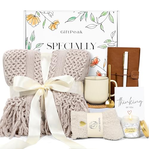 Gifts for Women, Get Well Soon Gifts for Women, Sympathy Care Baskets, Thinking of You Care Package, Self Care Gifts, After Surgery Feel Better Gifts Blanket (Khaki) - color: Khaki