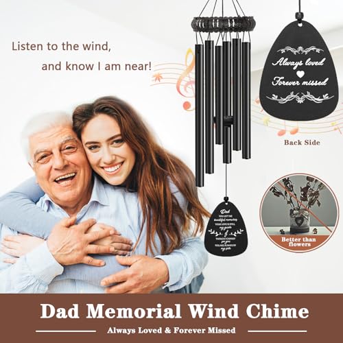Memorial Gifts for Loss of Dad, 30" Metal Memorial Wind Chimes for Loss of Father, Windchimes In Memory of Dad, Sympathy Bereavement Gifts for Loss of Father