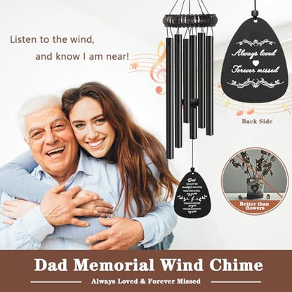 Memorial Gifts for Loss of Dad, 30" Metal Memorial Wind Chimes for Loss of Father, Windchimes In Memory of Dad, Sympathy Bereavement Gifts for Loss of Father