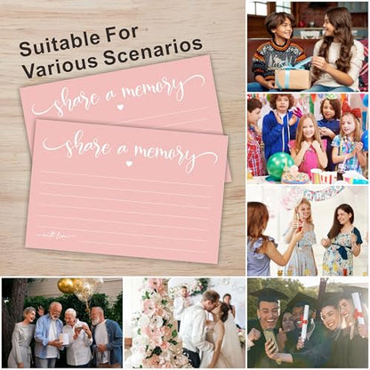 50 Pcs Share A Memory Cards - 4"x 6" Double Sided Fill，For Wedding, Anniversary, Graduation, Birthday, Retirement Party - Celebration Of Life Keepsake Cards（Pink）- A06 - color: Share A Memory(Pink)