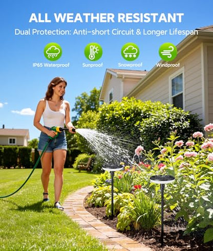 LETMY Solar Lights Outdoor Waterproof 12 Pack, Bright Solar Pathway Lights | 8 Bright LED, 3000K Warm White, 12-16H Runtime, IP65 Waterproof, Auto On/Off, Landscape Lighting for Yard, Path & Garden Lawn - size: 12 PACK