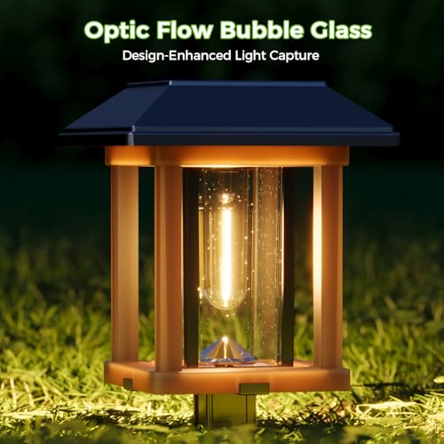 XMCOSY+ 4-Pack Solar Pathway Lights Outdoor, 25 Lumens Solar Garden Lights