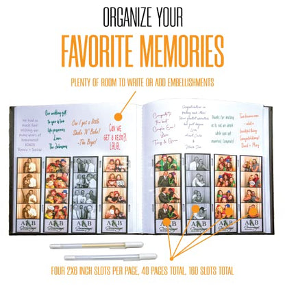 2x6 Photo Strip Album, Black Cover White Pages, 2 Gel Pens - color: B&W, size: 1