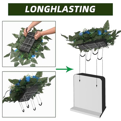 Wocst Headstone Flower Saddle,Large Artificial Cemetery Flowers for Grave Artificial Roses Daisy Saddle for Cemetery Headstone (Blue) - color: Blue