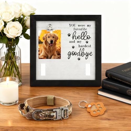 Dog Memorial Gifts, Pet Memorial Frame with Collar Holder, Loss of Dogs Sympathy Gift, Pets Cat Remembrance Bereavement Gift, Pets Hair Dog Fur Keepsake Keyring, for Pet Lovers