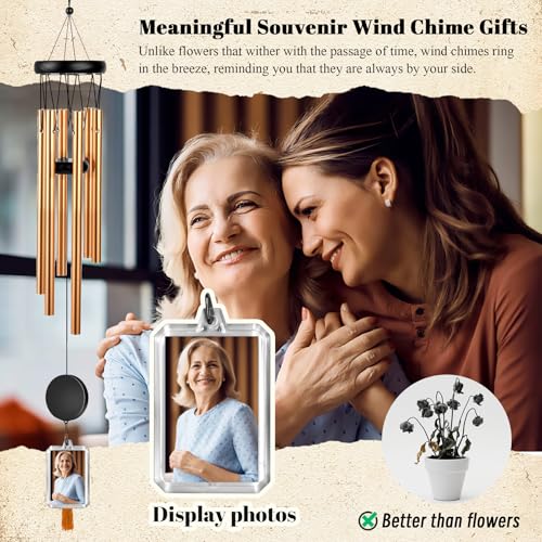 Customizable Memorial Wind Chime - Outdoor Bereavement Gift with Removable Charms, Sympathy Keepsake for Loss, Garden & Patio Decor (Gold) - size: Gold