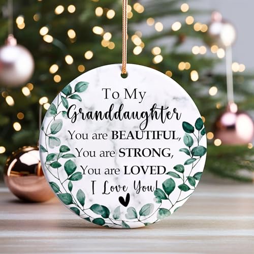 to My Granddaughter Christmas Ornament 2026 from Grandma and Grandpa, Double-Side Printed Christmas Ornament for Granddaughter Xmas Tree Keepsake - color: Granddaughter