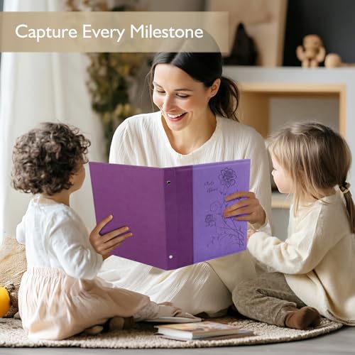 Photo Album 8x10 Clear Pages Pockets Leathe Cover Slip Slide in Photo Album Holds 50 Vertical 8x10 Photos Picture Book for Wedding Family (Purple) - color: Purple, size: 50 Pockets/1PK