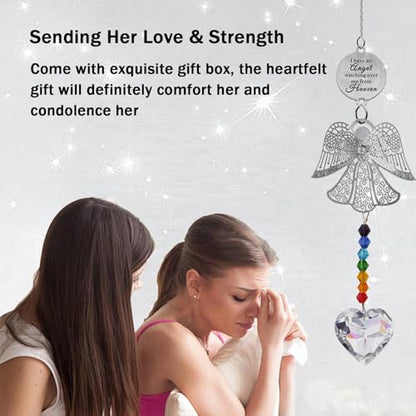 Sympathy Gifts for Loss of Loved One, Angel Bereavement Memorial Suncatcher for Loss of Mom, Dad, Husband, Grandparent Condolences Grief Remembrance Gift, Crystal Angel Memorial Ornament Rainbow Maker