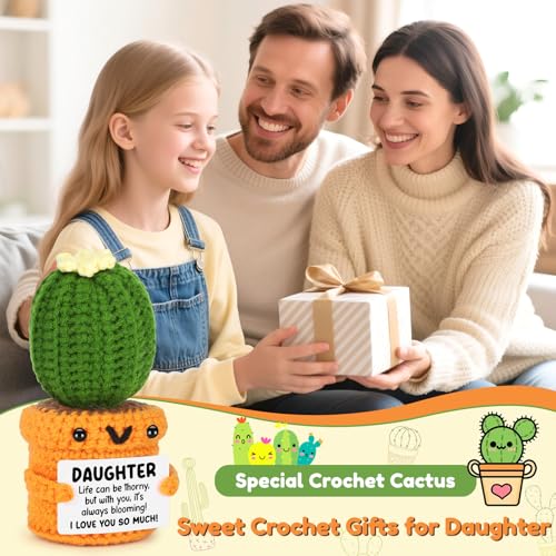Agantree art Birthday Daughter Girls Gifts from Mom Dad Inspirational Crochet Cactus for Step Bonus Daughter Graduation Present for Teens Girls Teenager Back to Schhol Christmas - style: Daughter