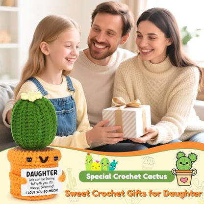 Agantree art Birthday Daughter Girls Gifts from Mom Dad Inspirational Crochet Cactus for Step Bonus Daughter Graduation Present for Teens Girls Teenager Back to Schhol Christmas - style: Daughter