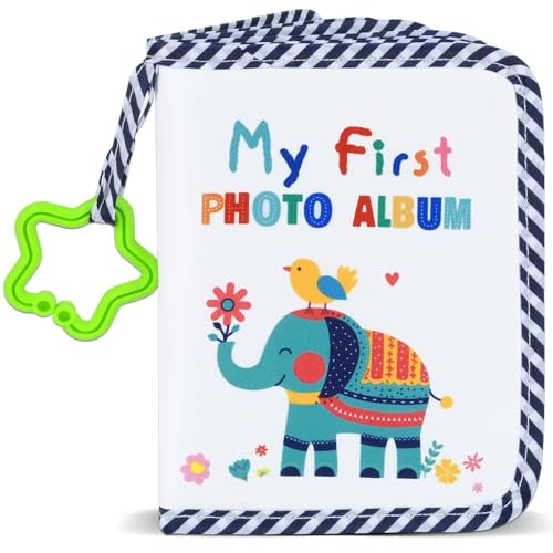Baby's My First Family Album Soft Photo Cloth Book Elephant My First Book of Photos Baby Memory Album Gift Holds 4x6 Pictures for Babies Newborn Toddler & Kids Baby Shower - style: Elephant