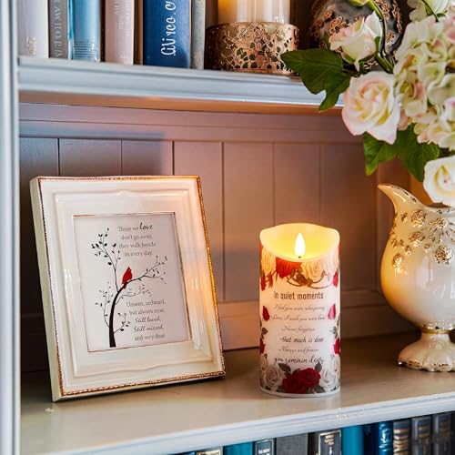 3 Pcs Flameless Memorial Candles Sympathy Gifts for Loss of Loved One, Real Wax LED Candle Bereavement Candles for Loss of Mother, Father, Remembrance and Sympathy Gift (Rose Style)