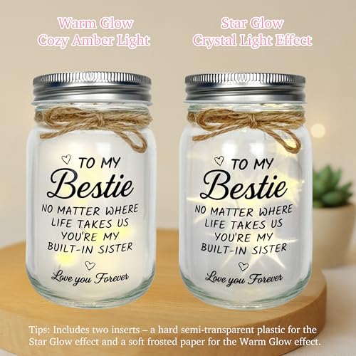 Bestie Gifts, Friend Gifts for Women, Birthday Thankgiving Gift for Built-in Sister, Friendship Home Decorative Jar Night Lights - style: Bestie