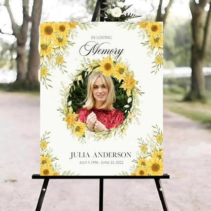 Sunflower Funeral Welcome Sign, Celebration of Life Welcome Sign, in Loving Memory Sign, Celebration of Life Funeral Sign, Celebration of Life Sign, Memorial Sign with Photo #ghg1 - color: Version #12