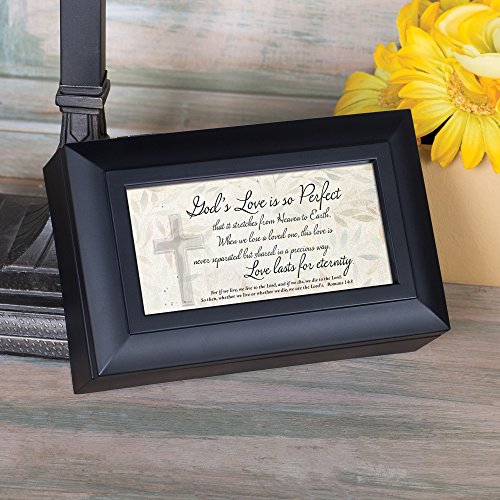Cottage Garden Gods Love Perfect Lasts for Eternity Matte Black Jewelry Music Box Plays Amazing Grace