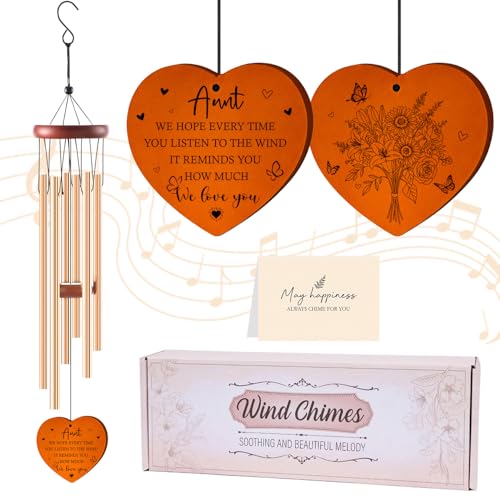 Keluna Wind Chimes Gifts for Aunt - Auntie Wind Chimes from Niece Nephew Love Reminder Gifts for Birthday Mother's Day Aunt Gift for Indoor Outdoor Garden Patio Home Décor - color: Aunt Gift