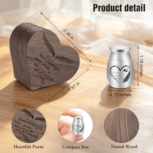 Customize Wooden Small Urn for Human Ashes Keepsake Memorial Box - style: Heart-Customize