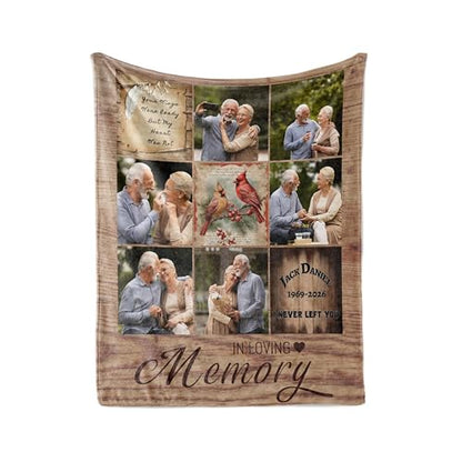 Vsmoedb Custom Memorial Blanket with Pictures for Loss of Loved One - color: Select07