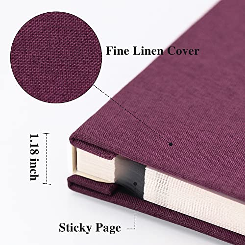 Vienrose Self Adhesive Photo Album with Window 11x10.6 60 Pages Purple | Linen Cover, Scrapbook, Fits 4X6 8X10 Pictures, Metallic Pen Included, Diy - color: Purple, size: 11"x10.6" 60Pages