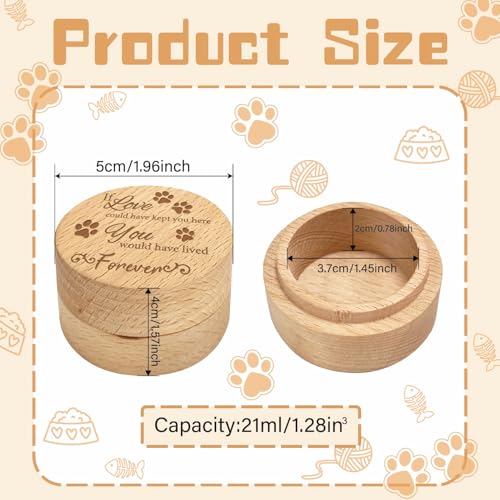 CREATCABIN Mini Pet Wood Urns Small Pet Urns for Ashes Animal Hair Keepsake Box Case Paw Print Round Burlywood Decorative Urns Funeral Cremation Urn Memorial Box Gift for Dogs Cats 2x1.6Inch - style: Paw Print-19E