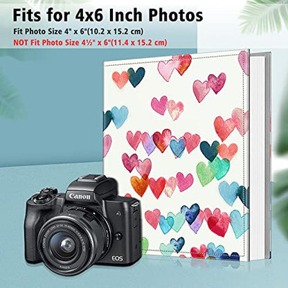 Fintie Photo Album 4x6 Photos - 600 Pockets Large Capacity Albums Book | Vegan Leather Cover, 4X6 Picture Keepsakes, Family/Wedding/Travel Memory Book, Baby/Kids/Boys/Girls Gift, Raining Hearts - color: Raining Hearts