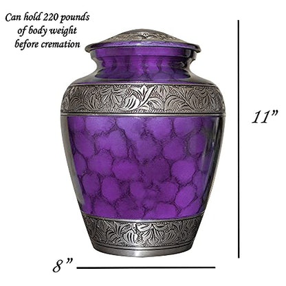 Extra Large Companion Human Funeral Cremation Urn, Personalized Double Urn for Two Adults (Purple) - color: Purple