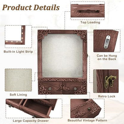 11x16 Wedding Memorial Shadow Box Frame with Shelves, Brown - color: Classic Brown
