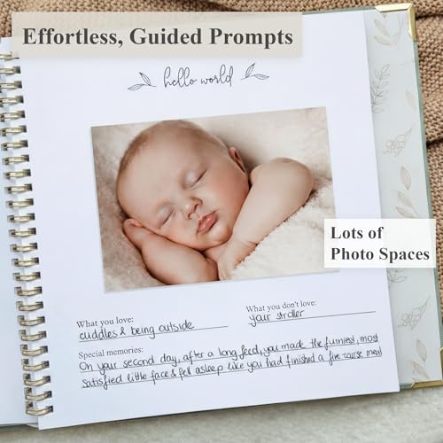 Baby Book Keepsake Boy or Girl Timeless Baby Memory Book First 5 Years for Baby Shower Gender Neutral Baby Scrapbook New Mom Gift Baby Journal from Birth to Age 5 Milestone Book Sage Green - color: Sage Green