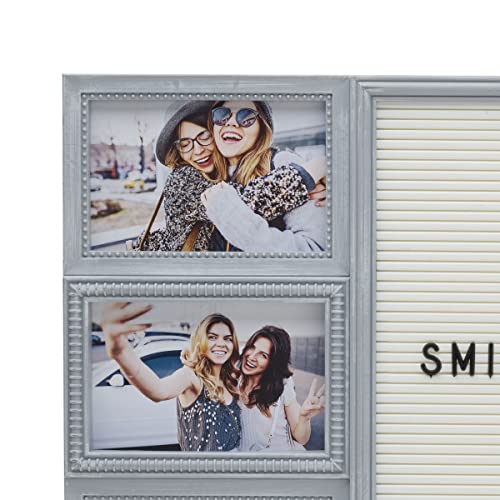 MELANNCO Customizable Letterboard 6-Opening Photo Collage, 20 x 14 inch, Distressed Grey - color: Distressed Gray, size: 20x14 - 6 Opening