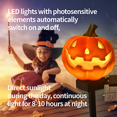 QH & Garden Pumpkin Solar Light -Garden Solar Powered Outdoor Decor | Balcony, Yard, Lawn, Pathway, Solar Powered, Halloween Decorations，LED Waterproof Pumpkin Light - style: Pumpkin