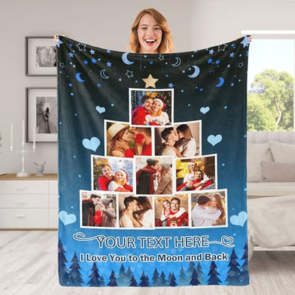 Gift for Couples Customized Picture Collage Throw Blanket for Adult Personalized Soft Flannel Blanket Using My Own Photo Comfy Blanket for Wife Husband Girlfriend Boyfriend Made in USA - color: Style 19